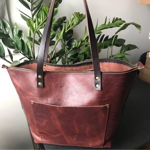Portland Leather Goods Large Leather Zip Tote in Lava